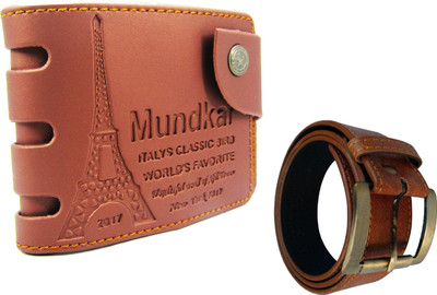 

Peacock Mundkar Wallet, Belt Combo(Tan)
