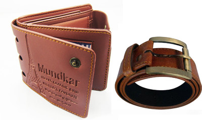 

Peacock Mundkar Wallet, Belt Combo(Tan)