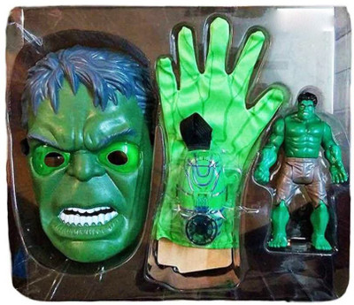 

My Online Retail 3 in 1 Gift Set 1 Glove + 1 Mask + 1 Action Figure (HULK)(Green)