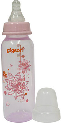 Pigeon 240 Ml Peristaltic Clear Nursing Bottle Floral (Pink) - 240 ml(Pink)