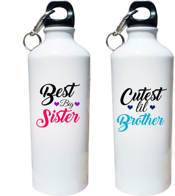 

red buzz Designer panda,spill proof sipper water bottles for kids, cutest lil brother and best big sister printed water bottle for siblings, gifts for brother sister combo set of two 750 Sipper(Pack of 2, Multicolor), Black;pink;white