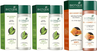 

BIOTIQUE BIO Morning Nectar Flawless Skin Moisturizer, Honey Gel Refreshing Foaming FaceÂ cleanser(Set of 3)