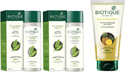 

BIOTIQUE BIO Morning Nectar Flawless Skin Moisturizer, Pineapple Oil Control Foaming Face Wash(Set of 3)