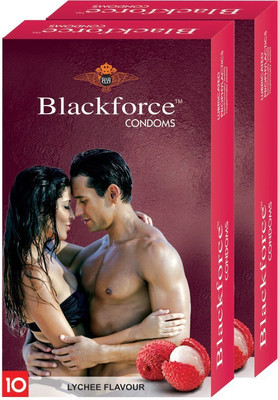 Black Force Combo 2pack Lychee Flavour Extra dotted Condom (20 Pieces) Condom(Set of 2, 20S)