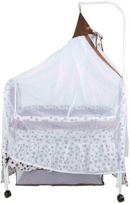 

Baybee Sunflower Baby Cradle With Mosquito Net N Storage Space(Brown)