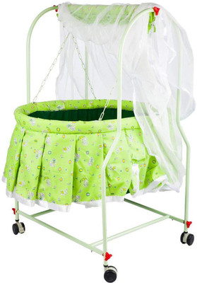 

Baybee Nebula Cradle with Mosquito Net | Stopper and Rotating Wheel, Safety Grip Chain | Lightweight and Transportable(Green)
