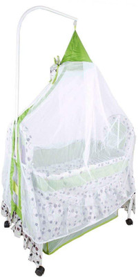 

Baybee Sunflower Baby Cradle With Mosquito Net N Storage Space(Green)