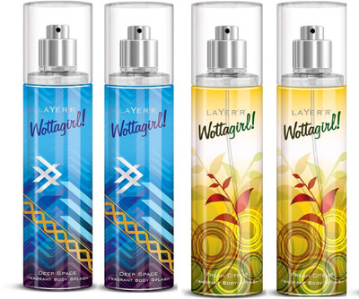

Layer Shot WottaGirl 2 Deep Space & 2 Fresh Citrus Deodorant Spray - For Women(540 ml, Pack of 4)