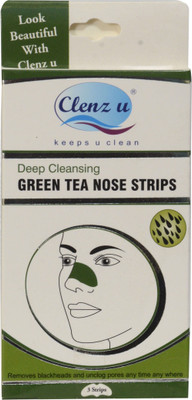 

Clenz u Deep Cleansing Black Head Remover Nose Strips | A Nose Pore Strip For Removing Blackheads / White Heads / Comedon For Men And Women ( 3 Strips Pack ) - Green Tea(17 g)
