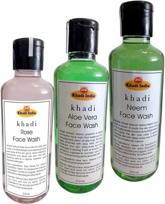 

Khadi Face Wash - Rose, Aloevera & Neem (Pack of 3) Face Wash(210 ml)