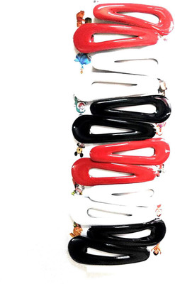 

shiviksha tic tac hair clip pair-6 Hair Clip(Red, Black, White)