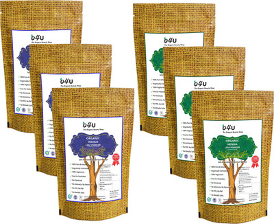 

O4U Organic Henna and Indigo Powder Pack Of 6 (3 Indigo + 3 Henna each of 100 gm)(600 g)