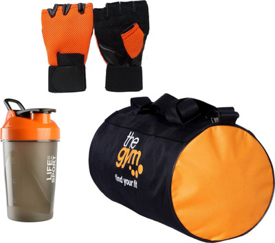

Hilex Combo of Gym Accessories Kit or Fitness Kit, 20l Orange Gym Bag + Hand Support Orange Gym Gloves + 500ml Orange Life is a Sport Shaker Bottle / Protein Shaker / Sipper for Both Men's & Women's, Boy's & Girl's. Gym & Fitness, Home Gym Kit