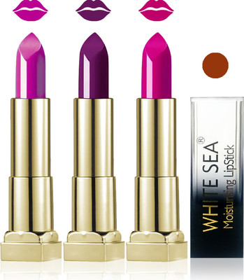 

white sea cosmetics makeup velvet glossy lipstick enriched with vitamin E fashion color combo set of 3(violet d purple purple)