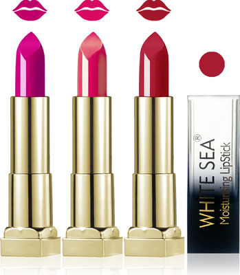 

white sea cosmetics makeup velvet glossy lipstick enriched with vitamin E fashion color combo set of 3(carrat purple l maroon)