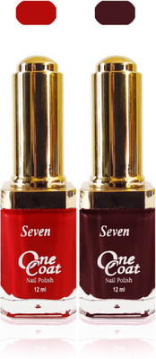 

Seven one coat velvet matte nail polish exclusive color range set of 2 red maroon(Pack of 2)