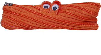 

ERA INNOVATIVE GIFTING Zipper.Orange Monster Pencil Art Polyester Pencil Box(Set of 1, Orange)
