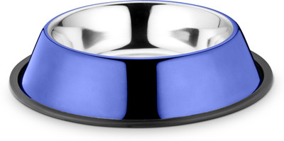 

HM Steels HMSTEELS Stainless steel Pet Dog feeding Bowl Anti skid 2bowls set Transparent Blue Color 750ML-set of 2 Round Stainless Steel Pet Bowl(750 ml Blue)