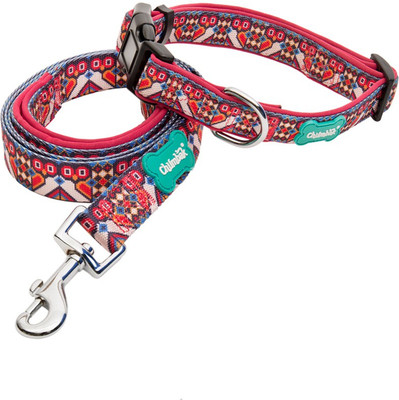 

Chumbak Cross Stitch Owl CL01 Dog Collar & Chain(, Pink