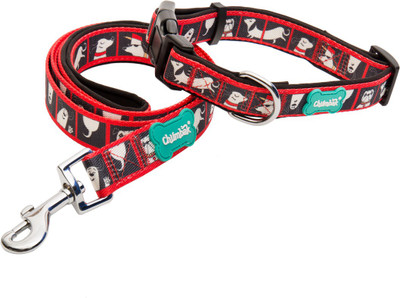 

Chumbak Dog Faces Stripes CL02 Dog Collar & Chain(, Black 01