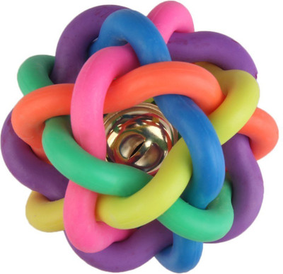

Super Dog Multicolor ball with bell (Large) Rubber Chew Toy For Dog