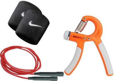 

BAANI INTERNATIONAL BEST QUALITY HAND GRIPPER + SKIPPING ROPE + 1 PAIR WRIST BAND Resistance Tube(Black)