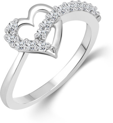 

Vighnaharta Valentines Alloy Cubic Zirconia 18K White Gold Plated Ring, Silver