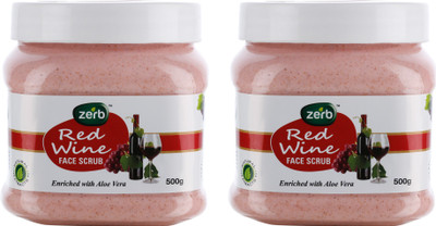 

Zerb Natural Extracts Red Wine Face Scrub With Aloe Vera For Unisex 500 gram Pack Of 2 Scrub(500 g)