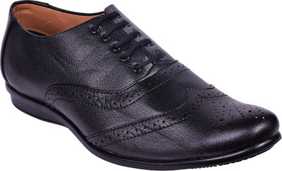 

Aveero Men's Synthetic Formal Imperial Oxford Wingtip Brogue Derby Shoes For Men Lace Up For Men(Black