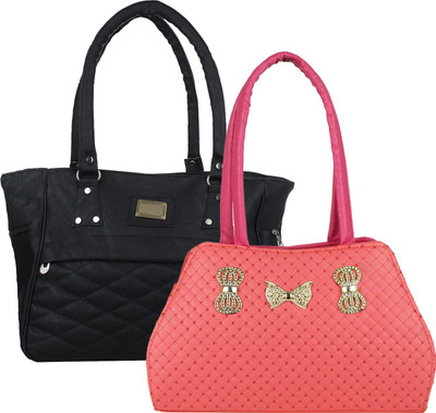 

Fillin Cart Women Casual, Evening/Party Black, Pink PU Hand-held Bag