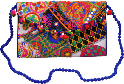 

Sadaf Design's Girls Casual, Evening/Party Multicolor Silk, Nylon Sling Bag
