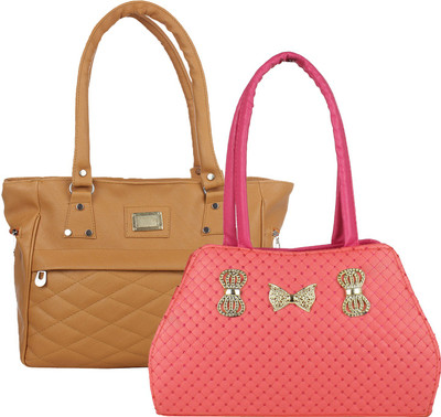 

Fillin Cart Women Casual, Evening/Party Brown, Pink PU Hand-held Bag