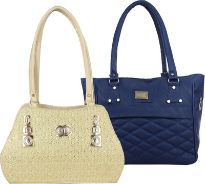 

Fillin Cart Women Casual, Evening/Party Blue, Gold PU Hand-held Bag