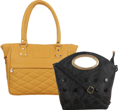 

Fillin Cart Women Casual, Evening/Party Beige, Black PU Hand-held Bag