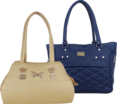 

Fillin Cart Women Casual, Evening/Party Blue, Gold PU Hand-held Bag