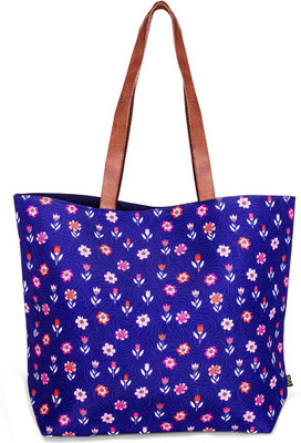 

v2g Women Casual Blue, Multicolor Polyester, Canvas, Genuine Leather Tote