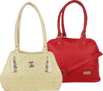 

Fillin Cart Women Casual, Evening/Party Red, Gold PU Hand-held Bag, Gold;red
