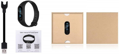

RHONNIUM ™ IP67 M2 Smart Bracelet Wristband Sport Monitor Tracker Watch(Black Strap, Size : Free Size), Metallic