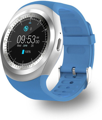 

BERRIN Y1 SmartWatch Touch Screen Support SIM Card with Pedometer Sleep Mode for IOS Android Smartphone Blue Smartwatch(Blue Strap Free Size)