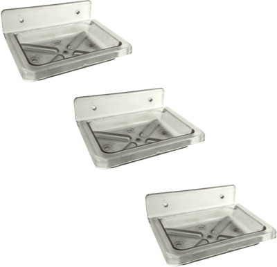 

RoyaL Indian Craft Set of 3 Unbreakable Rust Resistant White Color Soap Case with(White)