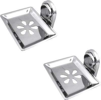 

DECZO Set of 2 Chrome Finish Silky Steel Soap Case(Silver)