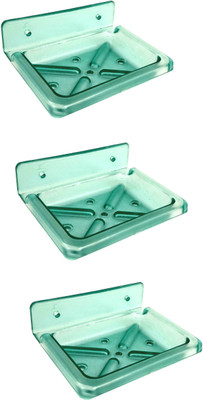 

RoyaL Indian Craft Set of 3 Unbreakable Rust Resistant Green Color Soap Case with(Green)