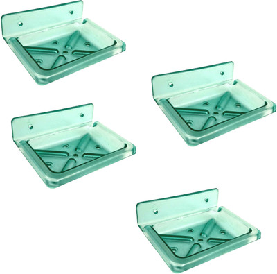 

RoyaL Indian Craft Set of 4 Unbreakable Rust Resistant Green Color Soap Case with(Green)