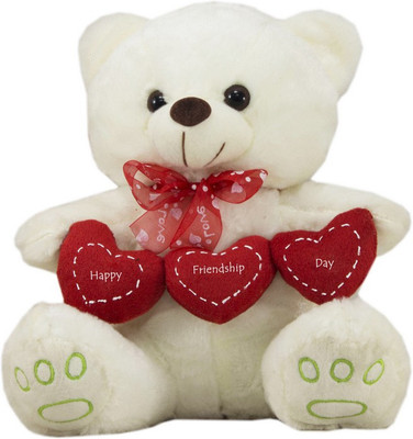 

Tickles Loving Teddy with Happy Friendship day Heart For Friendship Day Special Gift - 25 cm(White)