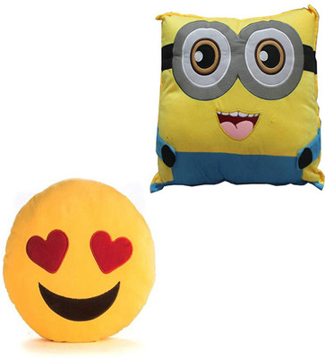 

Marchie's Heart Eyes Smiley Cushion, Yellow - and Hut Minion Cushion Pillow Soft Toy - - 45 cm(Multicolor)