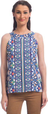 

Uptownie Lite Party Sleeveless Printed Women' Dark Blue Top, Navy blue