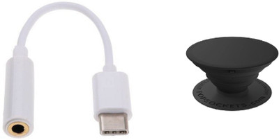

OLECTRA SOCKET POP MOBILE HOLDER STAND WITH TYPE C TO 3.5 MM HEADPHONE JACK CABLE USB Adapter (Multicolor) USB Adapter(Black, White)