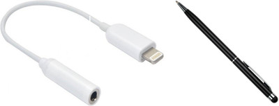 

OLECTRA Premium Series 8 PIN Lightning Cable to 3.5mm Audio Jack FOR 7/7Plus Headphone USB Adapter with 2 in 1 stylus pen. USB Adapter(Black, White)