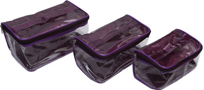 

DIVYANA Travel organiser - Make up Kit Toiletry Bag Multi Purpose Kit - Set of 3 pcs Makeup, Travel, Jewellery, Toiletries, Organiser, Storage, Multi purpose Kit, Shaving Kit Vanity Box(Violet)