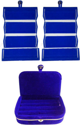

Shivanshshine Pack Of 3 Pc Ring Box,Earring Box Jewellery Storage Vanity Box(Blue)